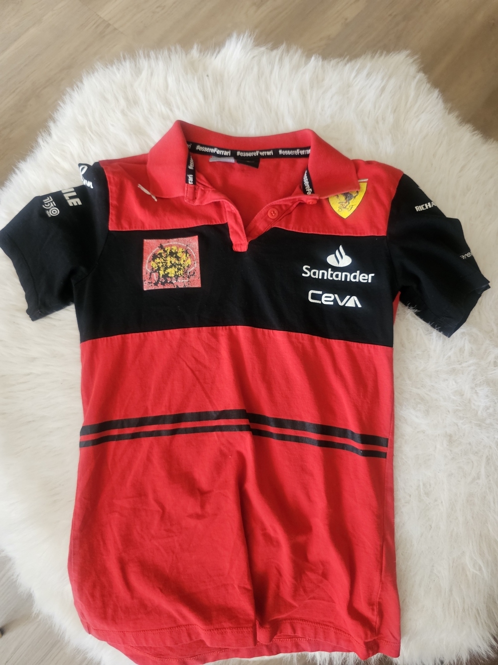 Puma Kids' Red and Black Polo with Racing Logos